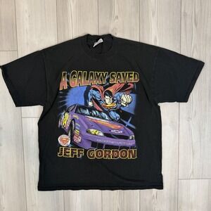 Vintage 90s NASCAR Superman Jeff Gordon Rare T Shirt Size XL Black 1999
